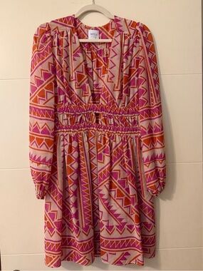 Misa Los Angeles Pink and Orange Geometric Mini Dress